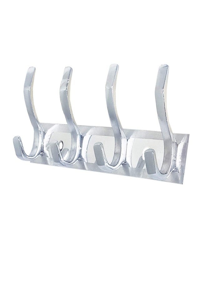 ماب عبوة من قطعة واحدة من علاقة ملابس فاخرة من الفولاذ المقاوم للصدأ، ذات حواف مزدوجة وأربعة دبابيس، بتصميم عشب الفستوكة. خطاف جداري/بابي للحمام. خطاف فضي مطلي بالكروم. - Image 1